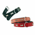 Collier cuir poure chien souple motif os  BOBBY